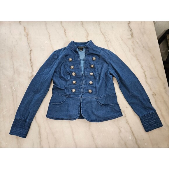 INC International Concepts Jackets & Blazers - INC Women's Double-Breasted Denim Jacket, Medium Blue, Size M, Stylish Button